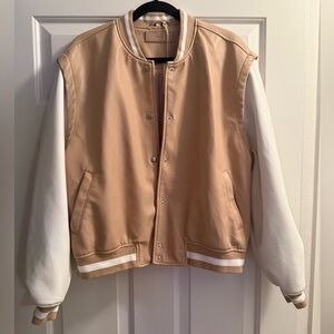 Blank NYC Tan and White Bomber Jacket